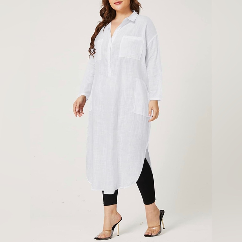 ZANZEA Plus Size cotton Dress Mustard/yellow